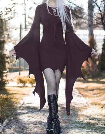 Slim Hooded Nienna Dress Halloween Carnival Party Dress - Cosplay Medieval Forest Elven Elf Pixie Costume