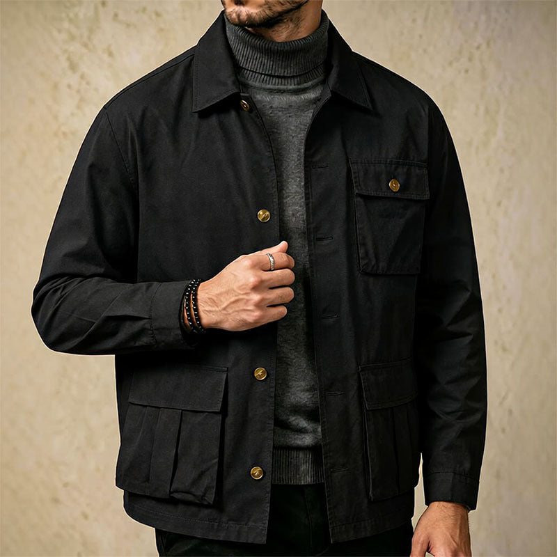 Cross-border Foreign Trade Wholesale Autumn New Men's Jacket Large Size Lapel Multi-pocket Trend All-match Work Coat Men