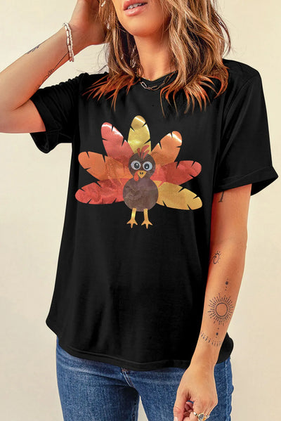 Graphic Round Neck Short Sleeve T-Shirt - Fashions Envy
