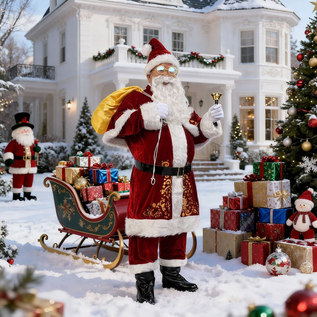 Men's Santa Costume Set - Red Suit and White-Trim Details