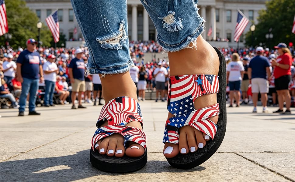 Toe Loop Flats Sandals - Thick Cushioned Bottom