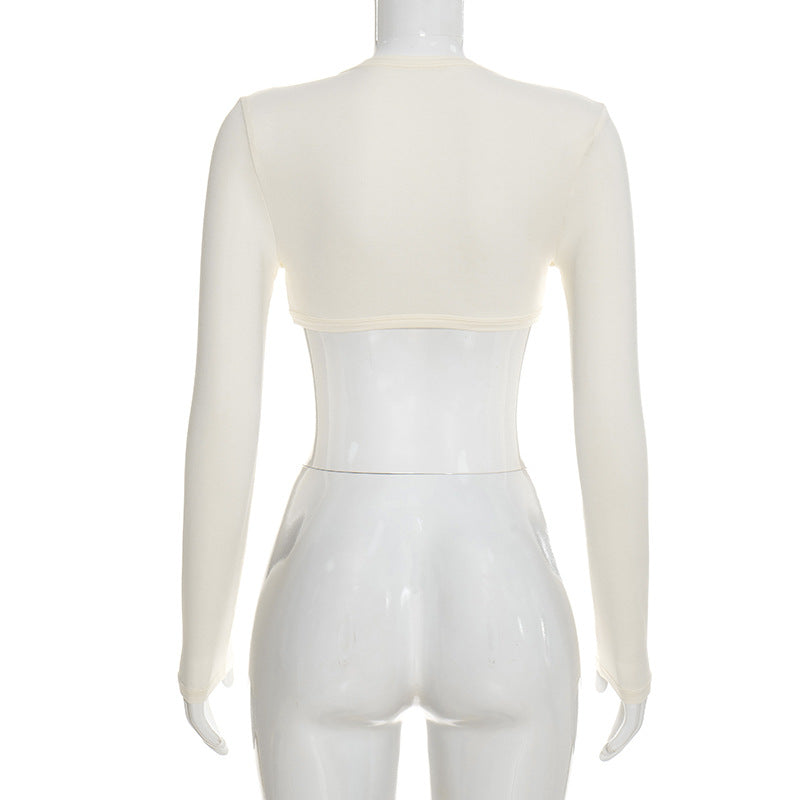 Three-Piece Capri Activewear Set - V-Neck Top and Halter Bra