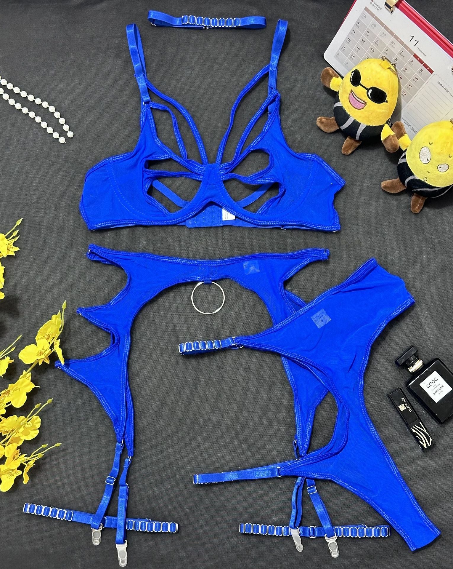 Mesh Lingerie Set - 3 Piece Body Shaping Underwire - Fashions Envy