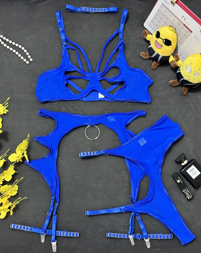 Mesh Lingerie Set - 3 Piece Body Shaping Underwire - Fashions Envy