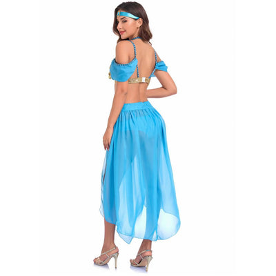 Halloween Jasmine Princess Costume - Coin Trim Crop Top Skirt Set
