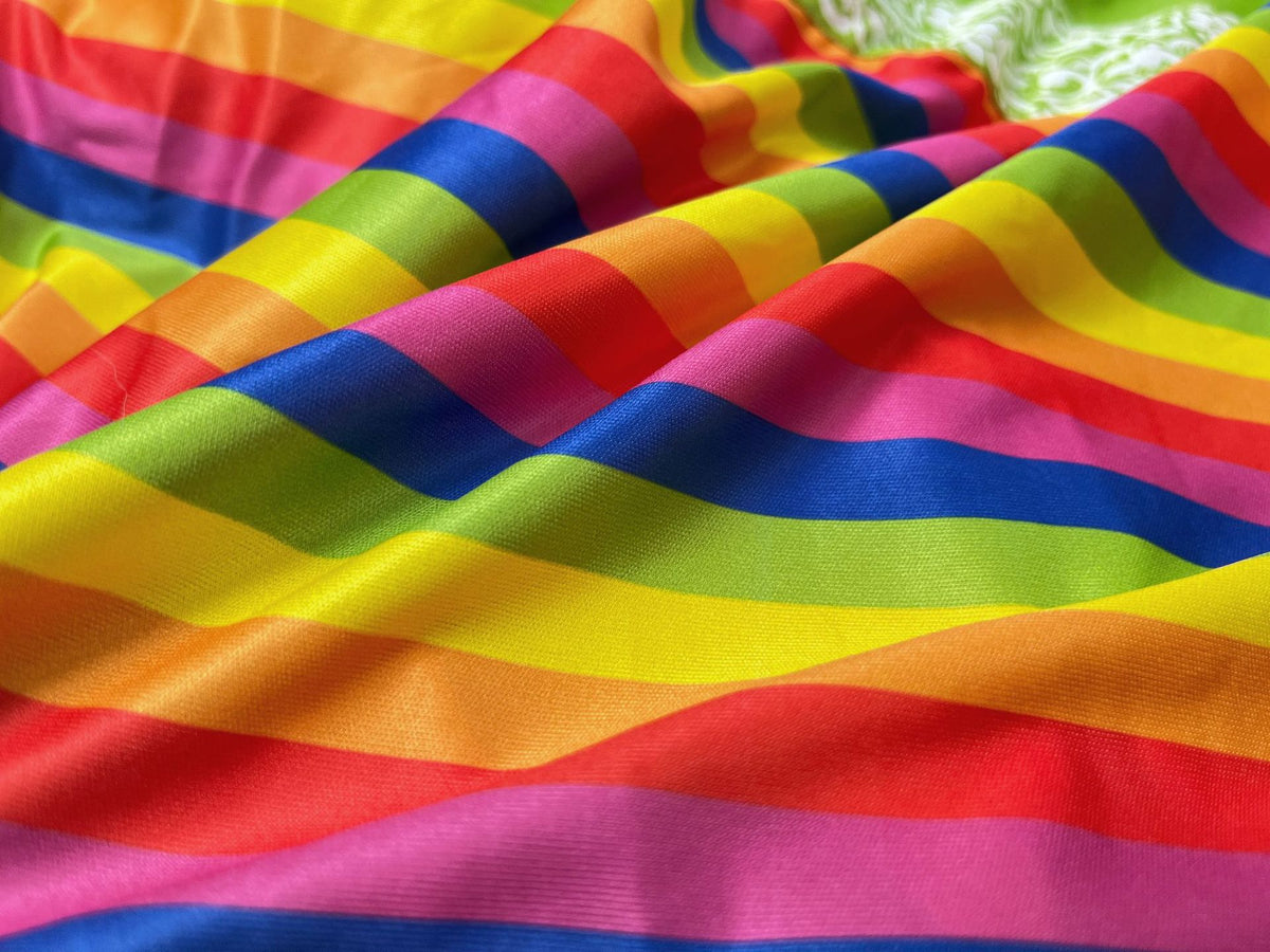 Folkloric Maxi Skirt Costume Dress - Rainbow Stripe Ruffle Hem