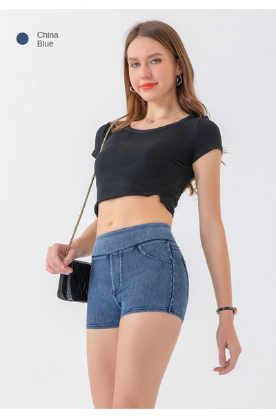 Looks Like Denim, Feels Like Yoga – High-Waist Contour Shorts