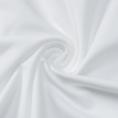 White stretchy fabric close-up with smooth knit texture
