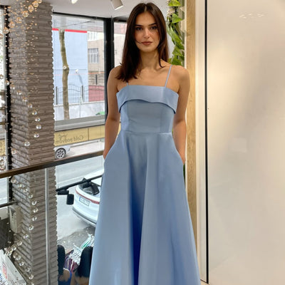 Satin Suspender Dress - Sleeveless Evening Gown - Fashions Envy