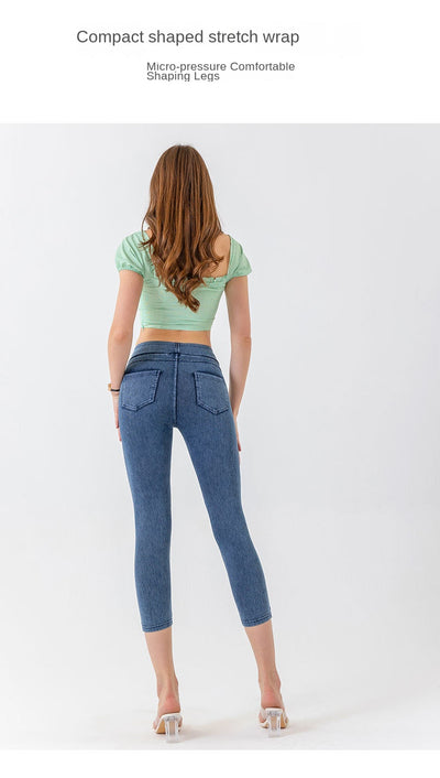 Denim Look Capri Jeggings - Slim Fit Stretch Tummy Control Legging