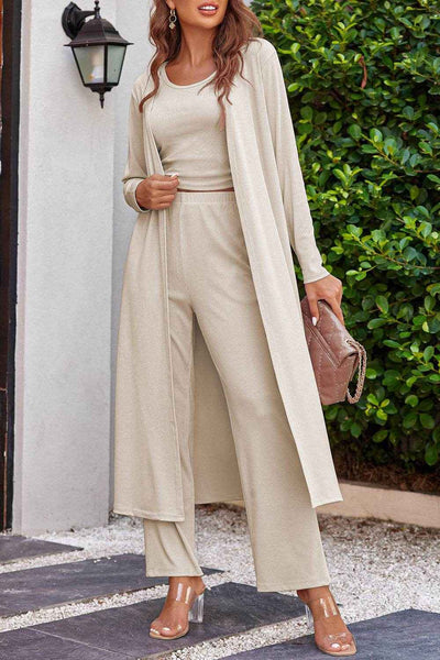 Drawstring Tank - Long Sleeve Cover Up and Pants Set