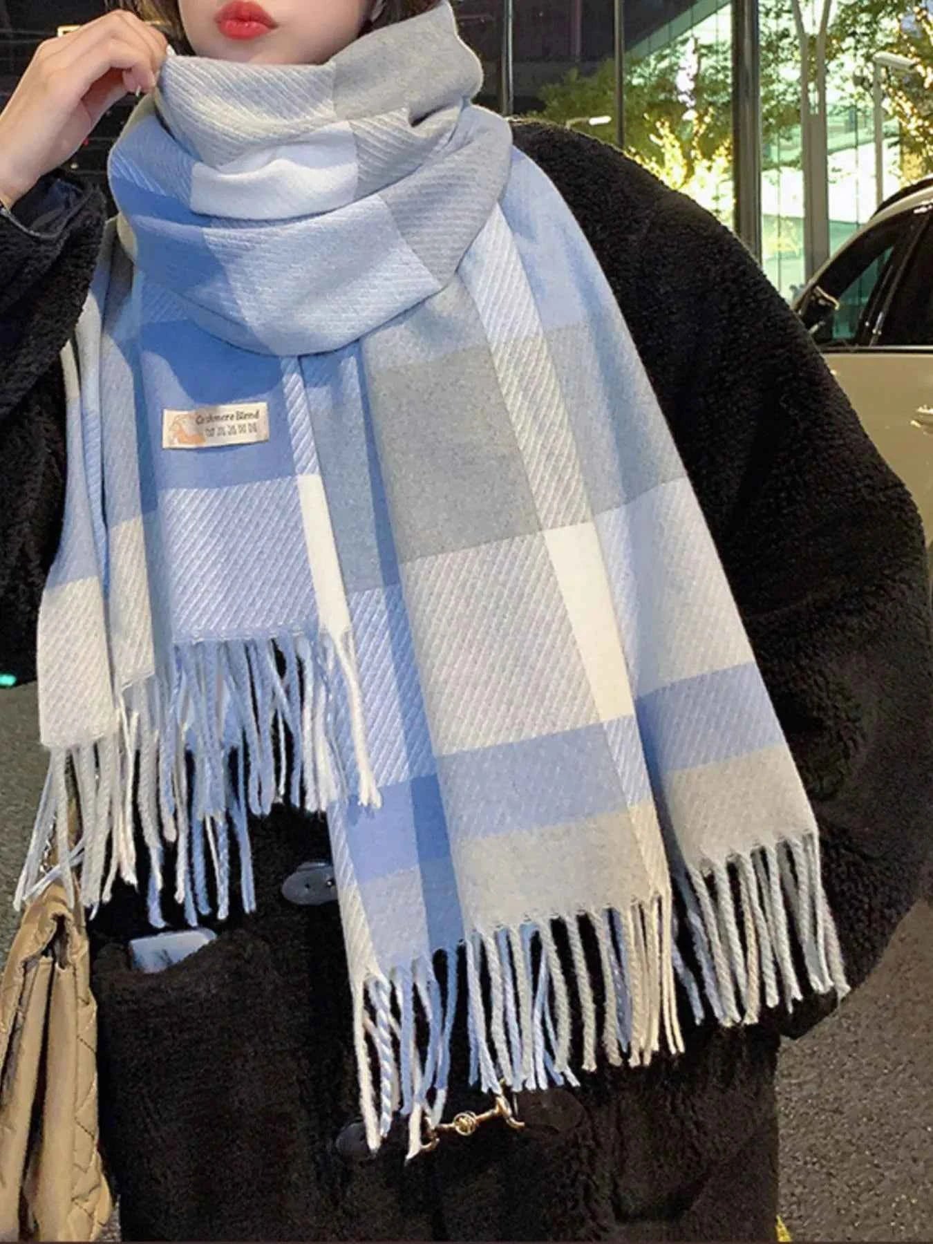 Fringe Plaid Scarf