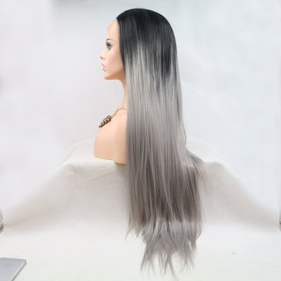 13*3" Lace Front Wigs Synthetic Long Straight 24" 130% Density - Fashions Envy