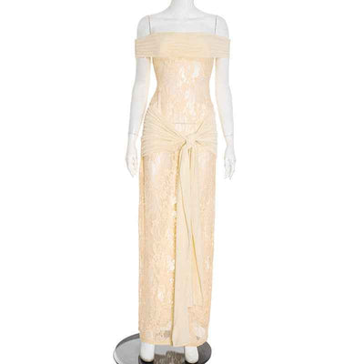 Sexy Sheer Mesh And Lace Off-Shoulder Dress For Women