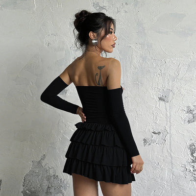 Asymmetric Bodycon Mini Dress - Long Sleeve Knit - Fashions Envy