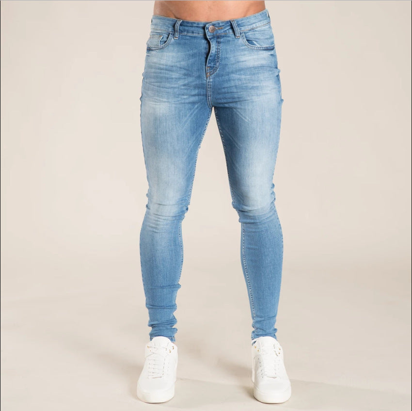 Men's Jeans with Ripped Design Style Skinny Fit Long Pants