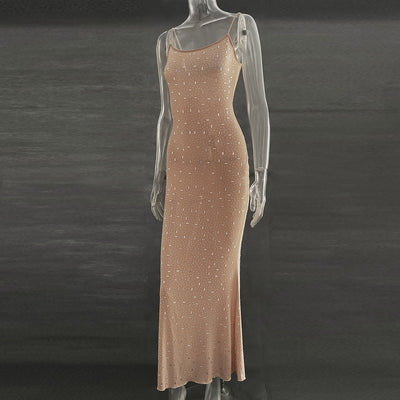 Diamond Mermaid Long Dress - Shiny Suspender Style - Fashions Envy