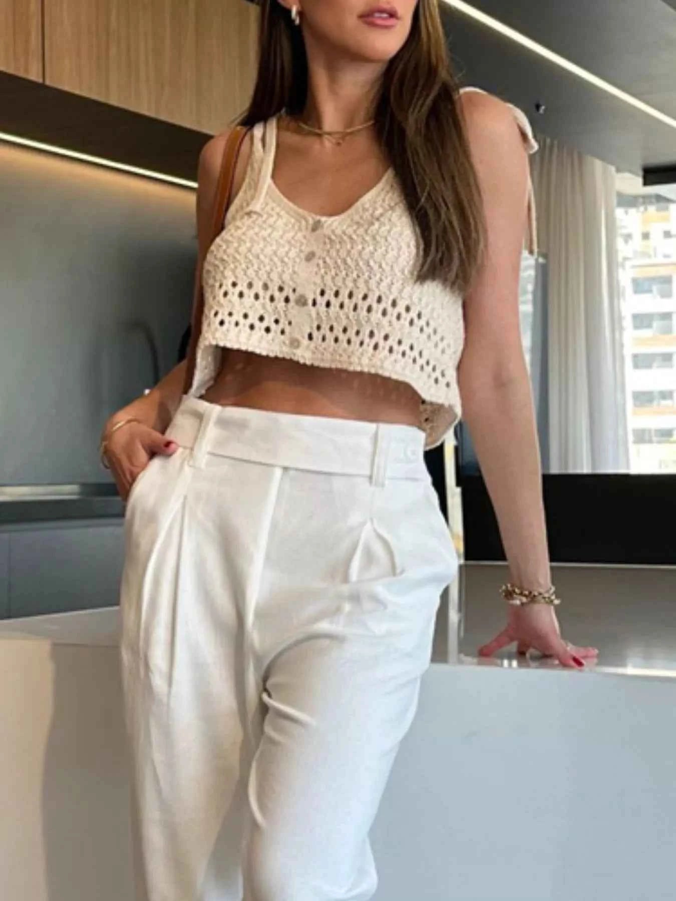 Crochet Knit Cami - Openwork Boho Design Top
