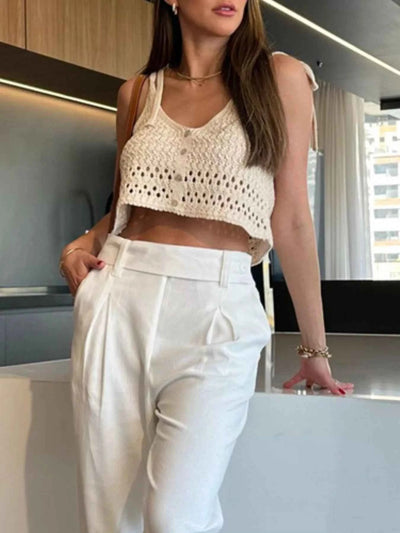 Crochet Knit Cami - Openwork Boho Design Top