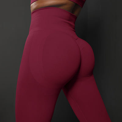 High Waist Workout Leggings - Ribbed Waistband and Ankle Fit