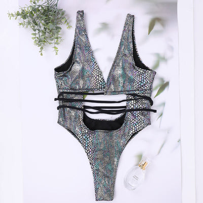 Strappy Lace-Up Swimsuit - One-Piece Bathing Suit