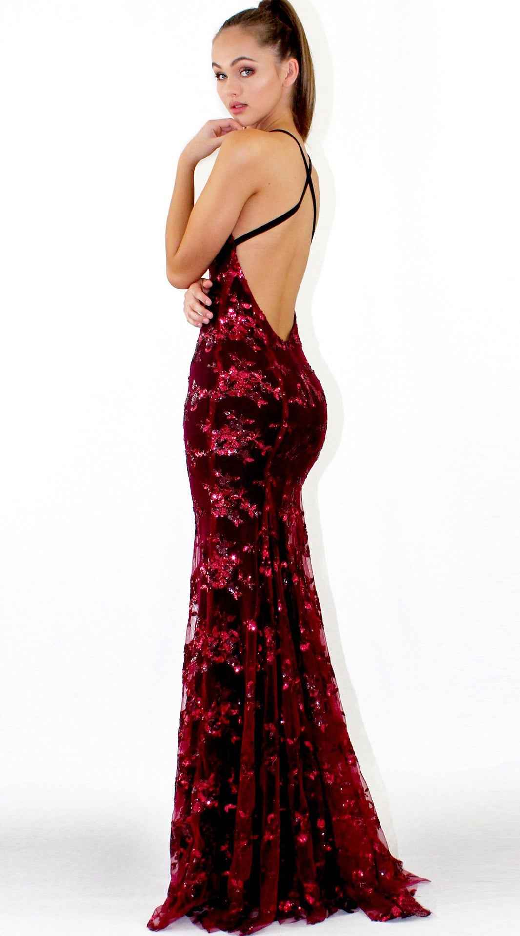 V-Neck Sequin Midi Dress - Spaghetti Strap Slip Style