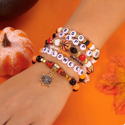 6 Piece Halloween Letter Beaded Bracelet - Fashions Envy