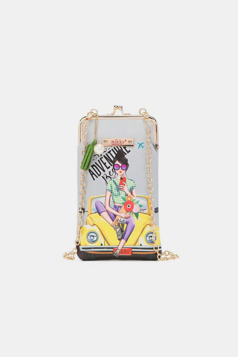 Nicole Lee USA Printed Kisslock Phone and Sunglass Purse - Fashions Envy
