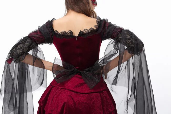Gothic Vampire Queen Halloween Costume - Lace Cape Dress Set