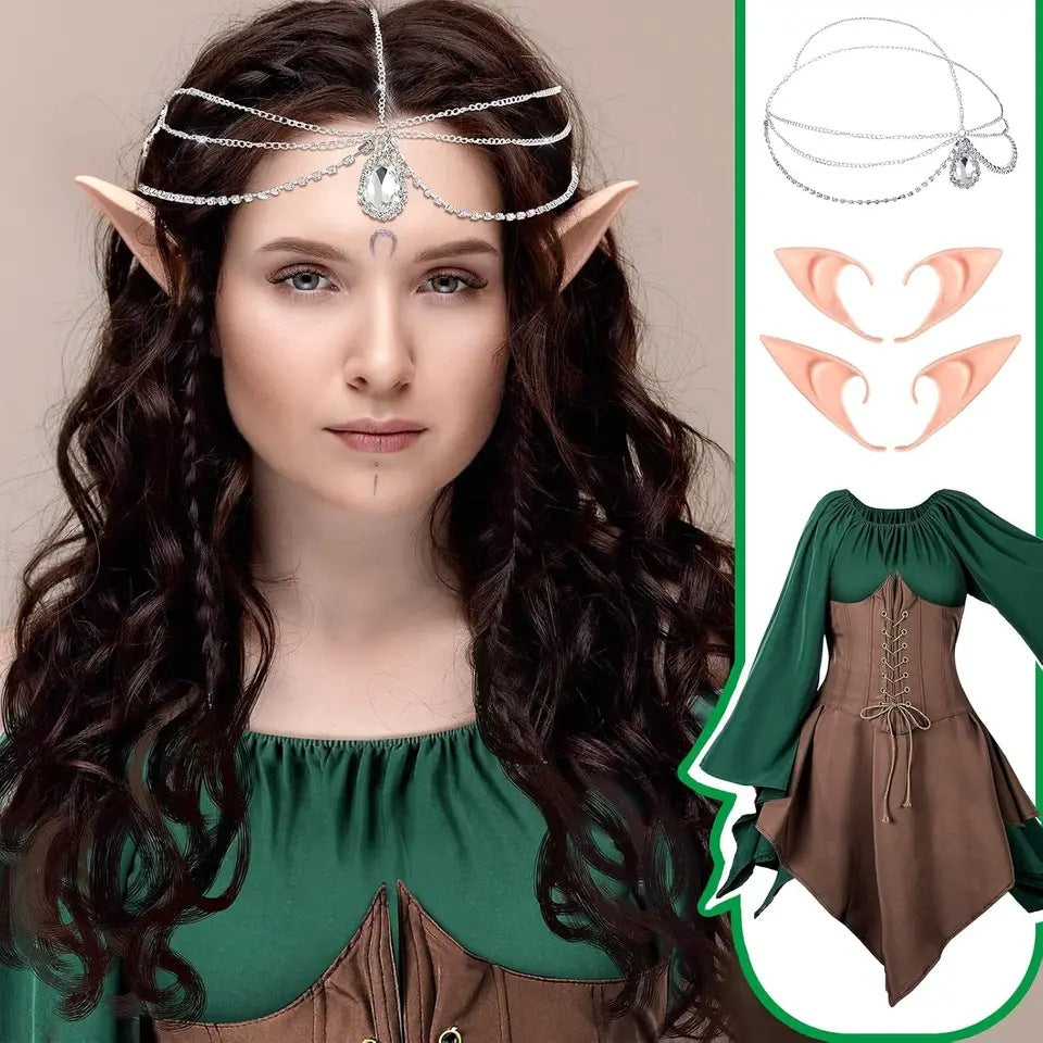 Eurzom 5-Piece Medieval Fairy Costume Set Women Renaissance Clothing Girl Elf Costume