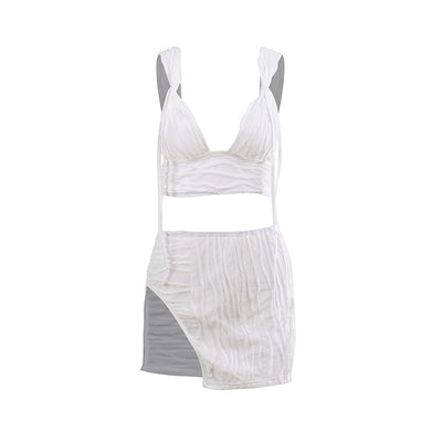 Summer Slit Skirt Outfit Set - Sexy Crop Top