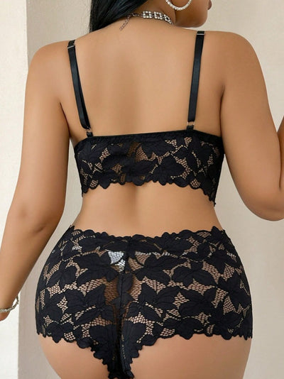 Lace Figure-hugging Bra Set - Sleeveless Lingerie