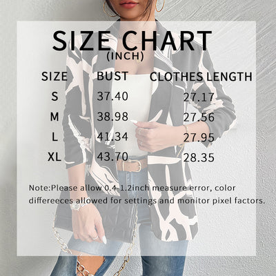 Abstract Print Blazer - Button Front Office Jacket - Fashions Envy