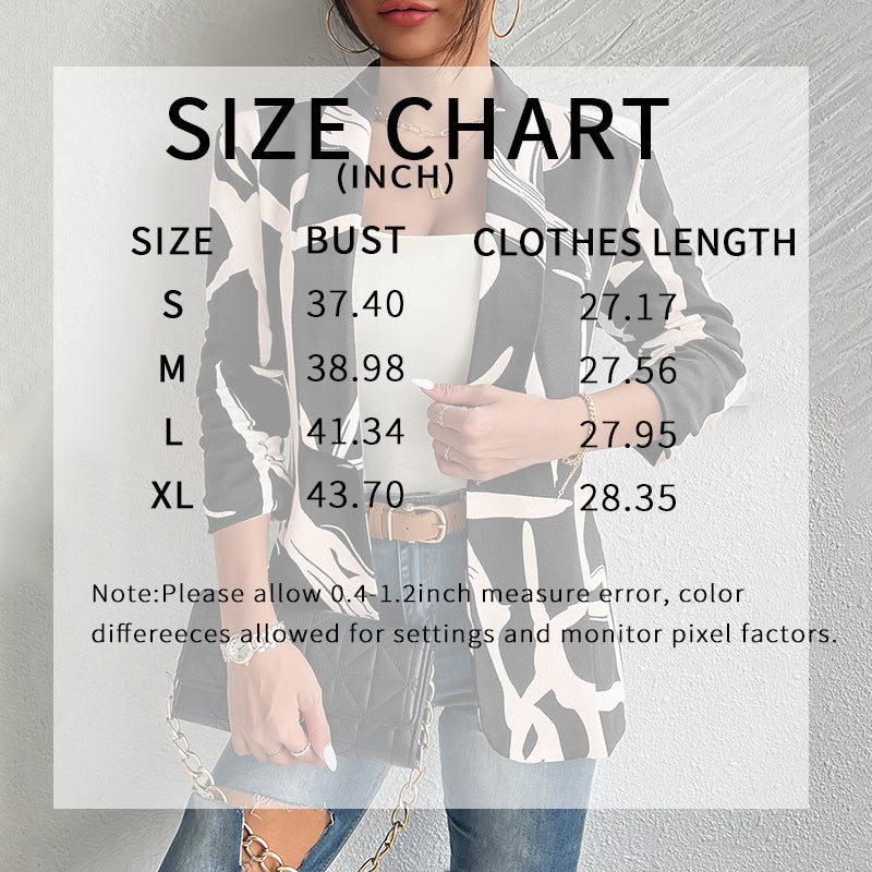 Abstract Print Blazer - Button Front Office Jacket - Fashions Envy