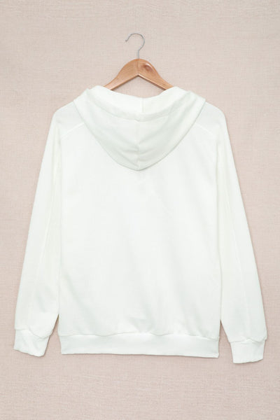 Lace Up V-neck Long Sleeve Hoodie