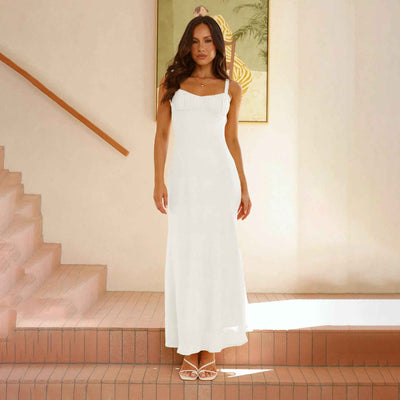Mesh Pleated Strapless Maxi Dress - High Waist Prom Gown
