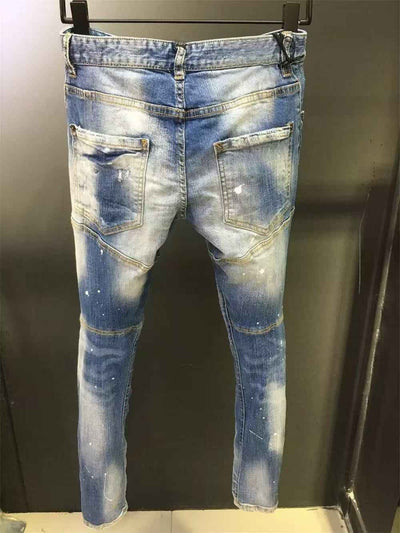 Men's Distressed Ripped Jeans - Stretchy Slim Straight Leg