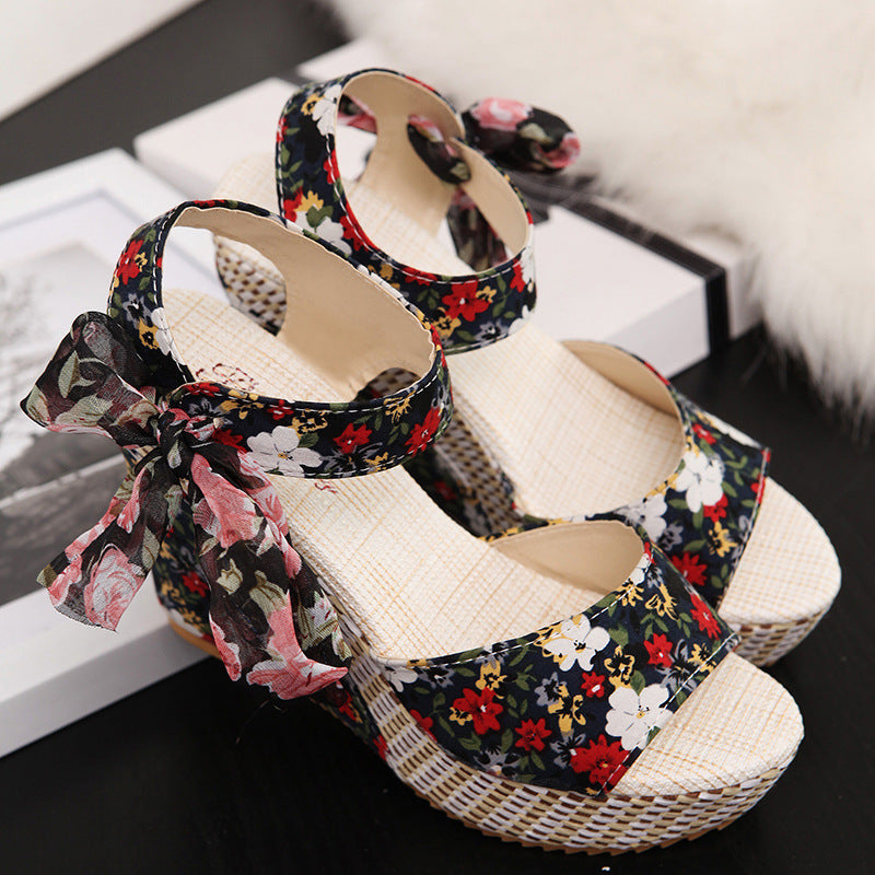 Women's Bohemian High Heel Sandals - Strappy Design - Fashions Envy
