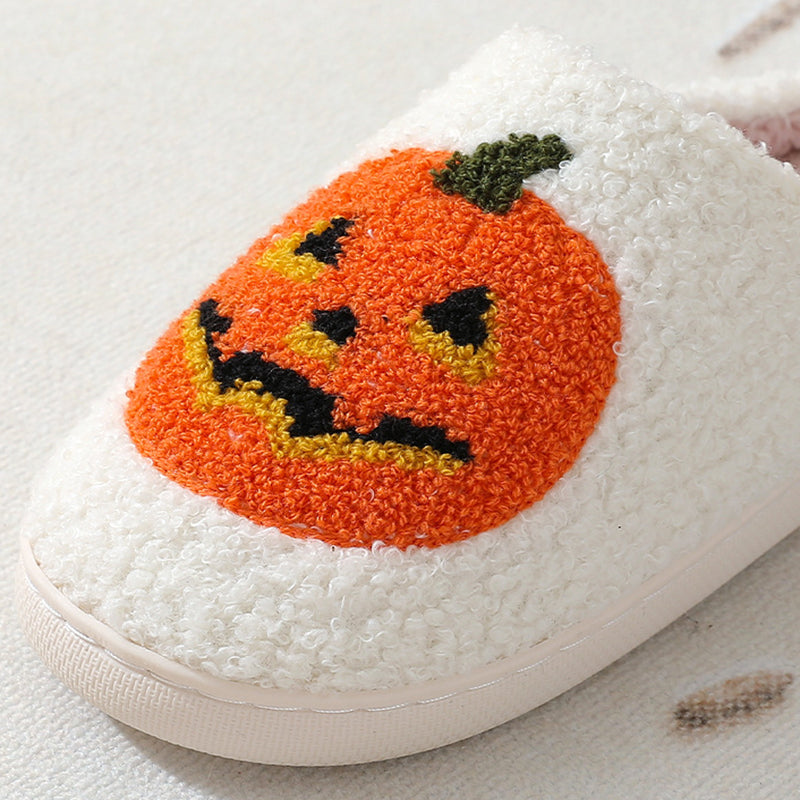 Pumpkin Slippers - Halloween Cartoon Plush House Shoes