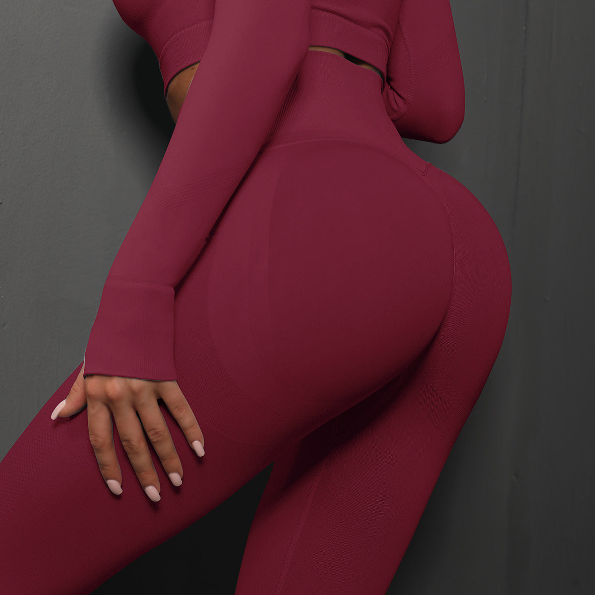 High Waist Workout Leggings - Ribbed Waistband and Ankle Fit