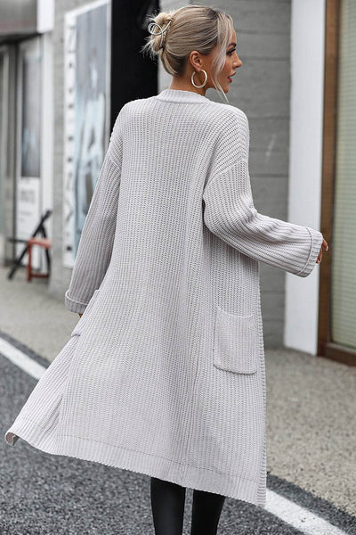 Women's Dropped Shoulder Cardigan in Cream - Fashions Envy