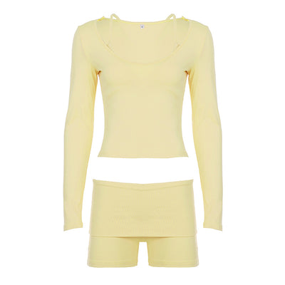 Athleisure Set - Long Sleeve Cami and Shorts