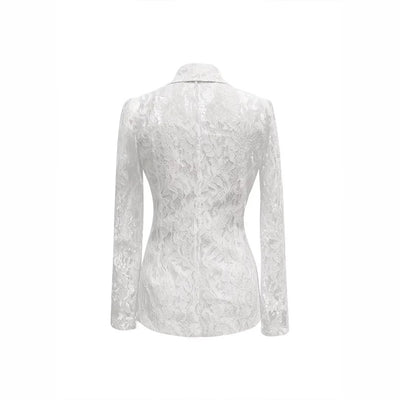 Fashionable Casual Elegant Lace V-Neck Sheer Blazer for Women