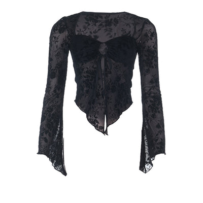 Long Sleeve Square Neck Top - Black Fitted Pullover