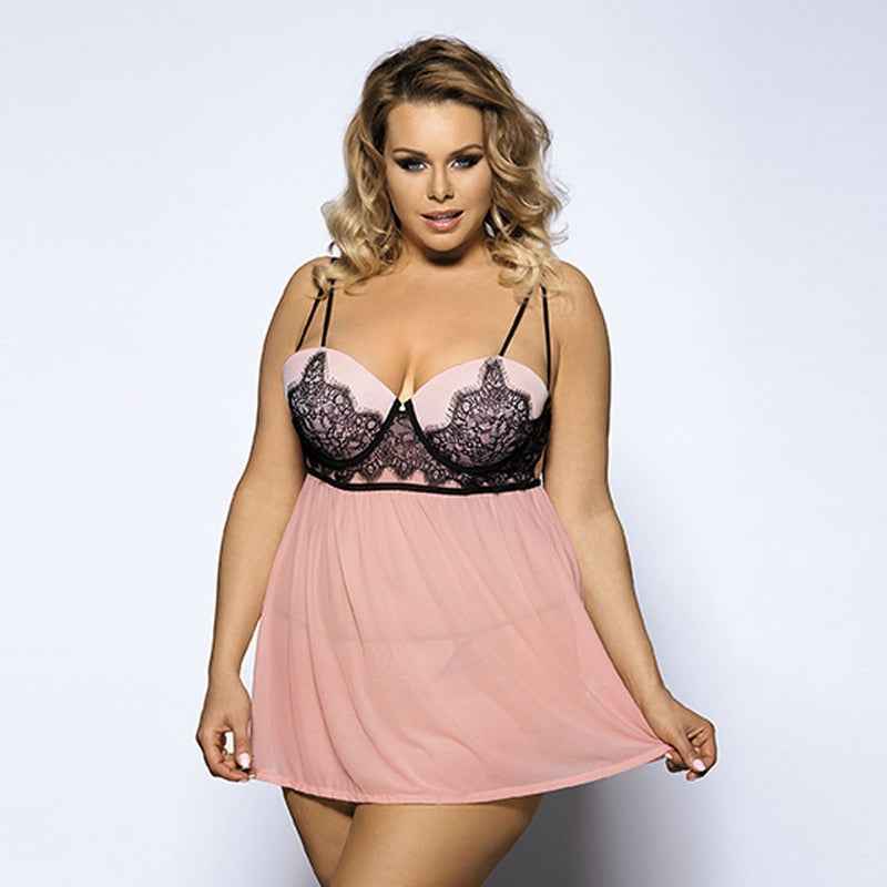 Plus Size Sexy Lingerie Lace Transparent Haltter Babydoll Women Underwear Female Erotic Lingerie Sexy Costume
