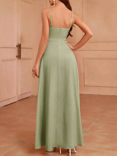 Spaghetti Strap Maxi Dress - Slit Leg Gown