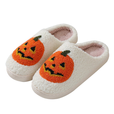 Pumpkin Slippers - Halloween Cartoon Plush House Shoes