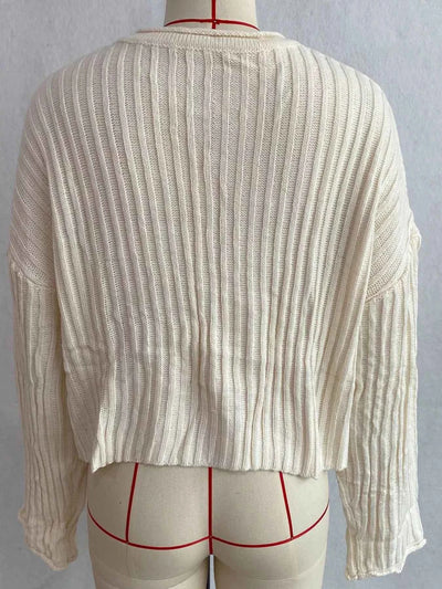 Ribbed Lace-Up Crop Sweater