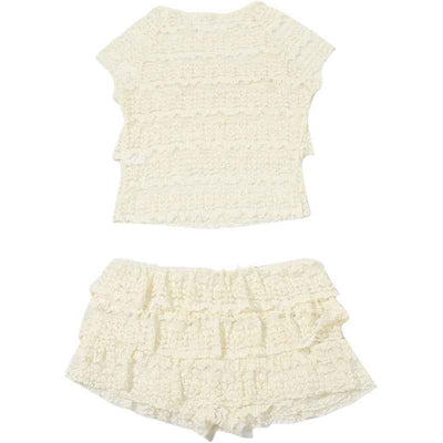 Cutout Crop Top Shorts Set - Midriff Slim Fit Two Piece