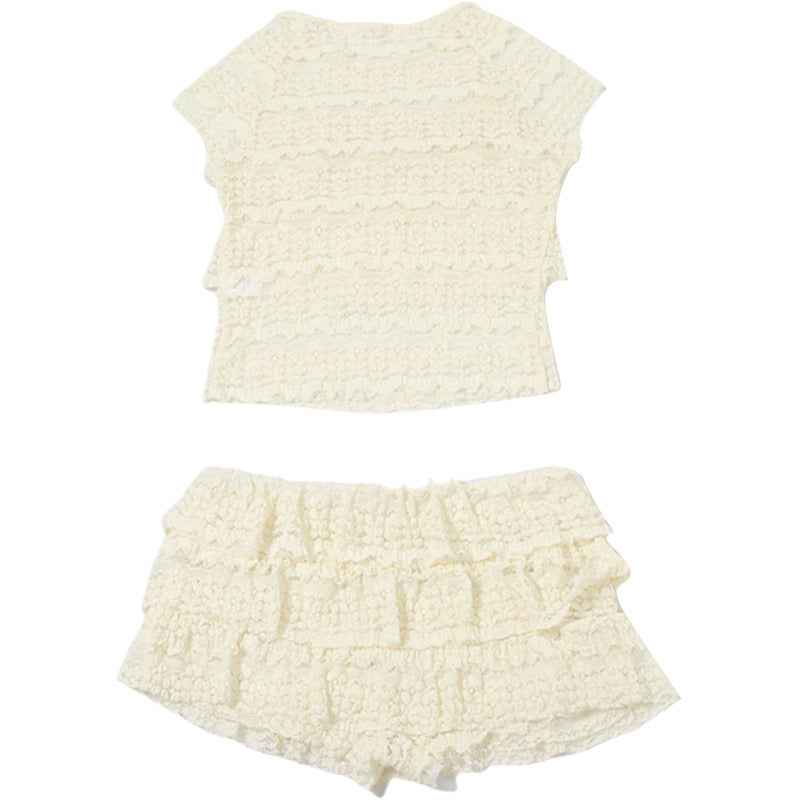 Cutout Crop Top Shorts Set - Midriff Slim Fit Two Piece